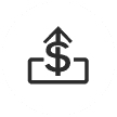 Secure payment processing icon with dollar sign and card symbol.