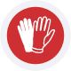 White Glove Customer Service Red hands caution warning sign on white background, safety alert symbol for hazards.