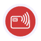 hms icon Contactless 01 Contactless payment terminal with contact icon and wireless signals.