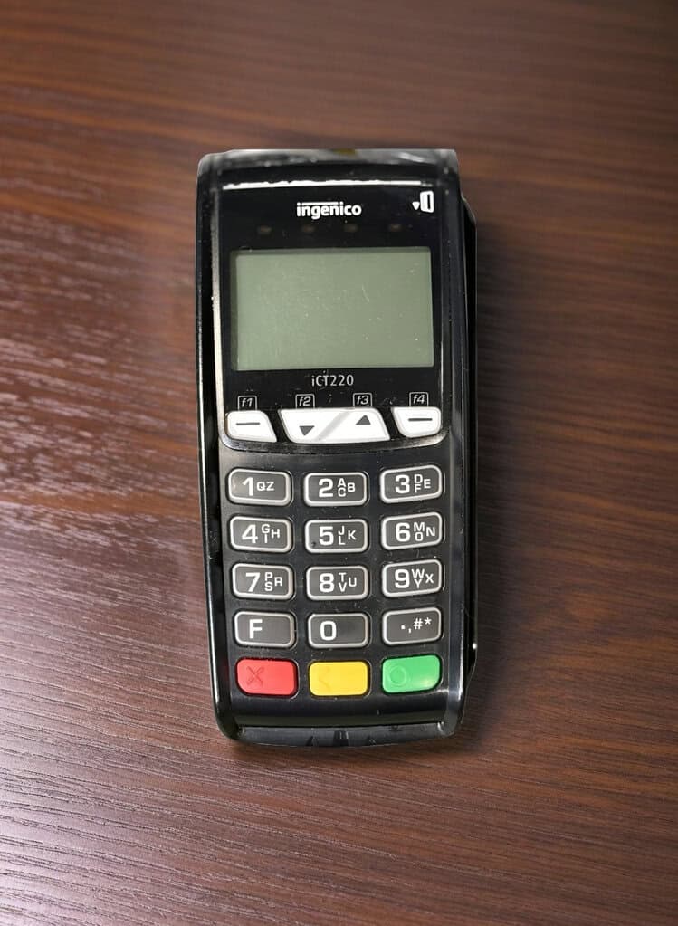 Portable credit card reader for seamless payment processing at small businesses.