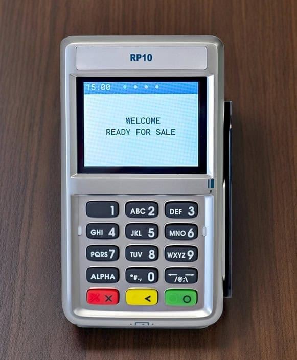 Contactless POS payment terminal for Host Merchant Services transactions.