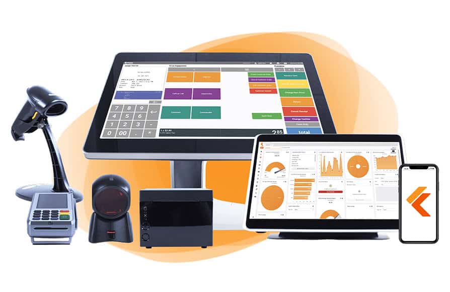Contactless payment terminal and POS system for merchant services and payment processing.