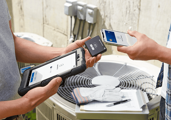 Contactless payment transaction using mobile devices by Host Merchant Services.