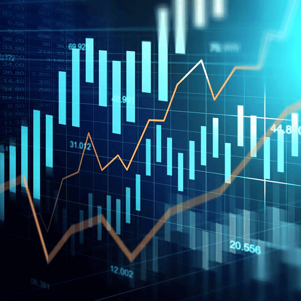 High-tech financial data with growth charts and analytics for merchant services and payment processing.