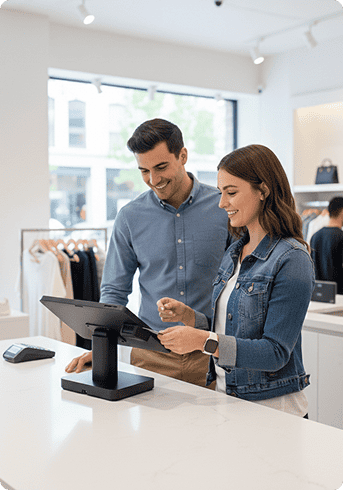 Secure POS payment processing with Host Merchant Services in retail stores.