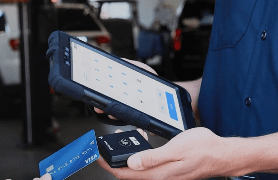 Mobile credit card payment processing device for secure E-commerce transactions.