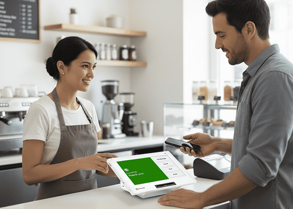 Contactless payment system at Host Merchant Services for seamless transactions.