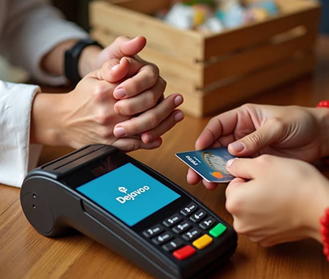 Contactless payment transaction with card and POS terminal for Host Merchant Services.