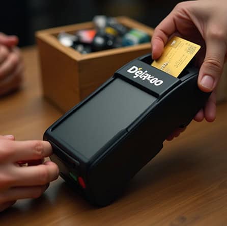 Contactless payment processing device at Host Merchant Services for secure transactions.
