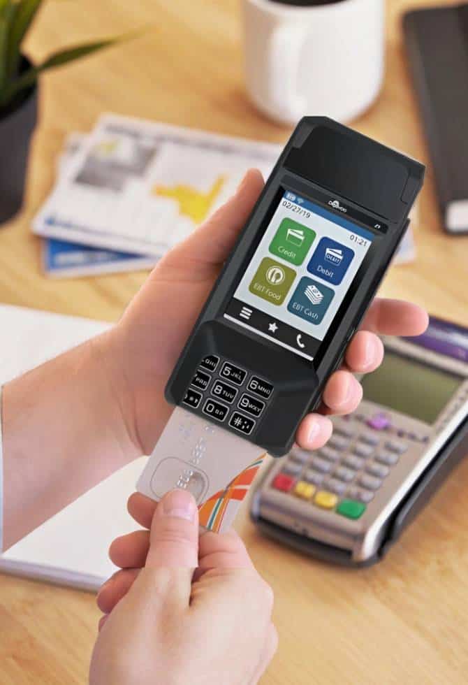 Contactless payment using Host Merchant Services credit card terminal.