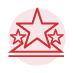 Three-star award trophy with stars and ribbon symbolizing excellence.