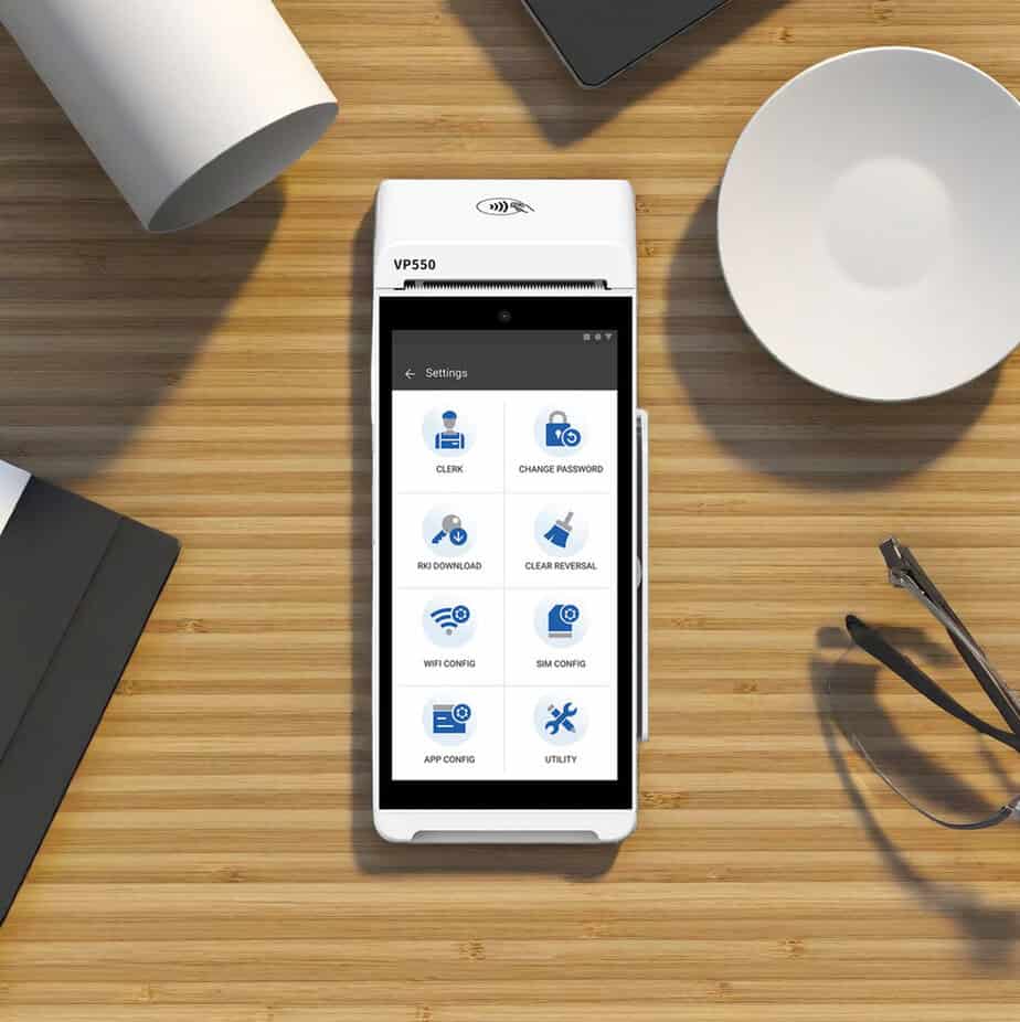 Mobile payment terminal with customizable settings for Host Merchant Services.