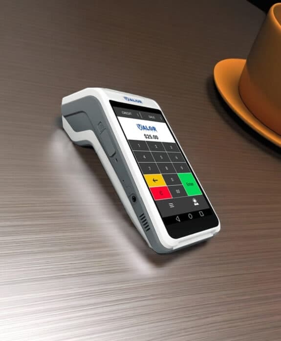 Portable credit card terminal for Host Merchant Services payment processing systems.