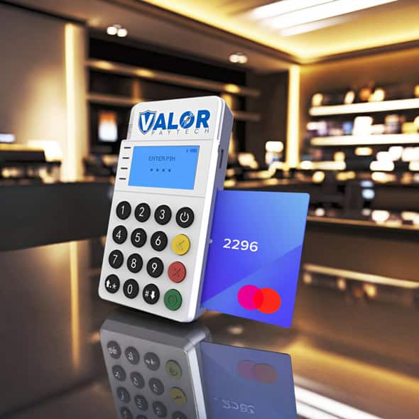 Secure card payment terminal for Host Merchant Services, contactless credit card processing.