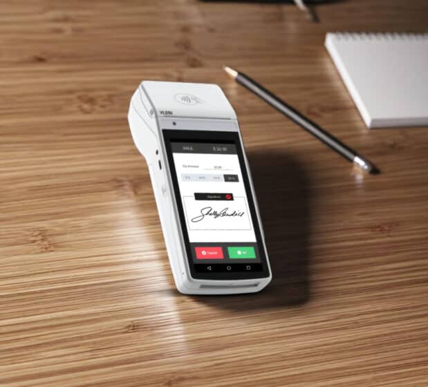 Contactless credit card reader for Host Merchant Services payment processing.