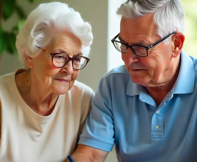 Elderly couple using digital payment methods for seamless transactions with Host Merchant Services.