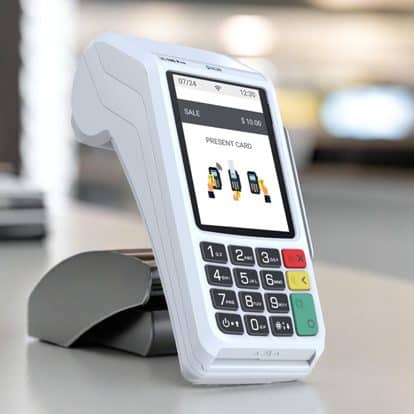 Mobile card payment terminal for secure transactions at Host Merchant Services.