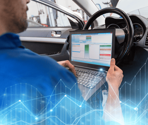 Advanced payment processing technology on a laptop in a vehicle setting for Host Merchant Services.