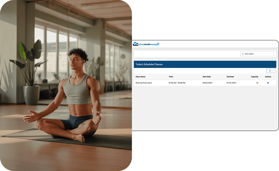 Yoga studio class scheduling software for fitness centers and wellness businesses.